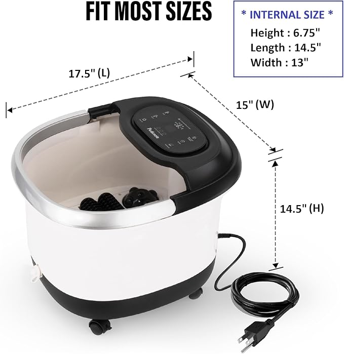 Luxury All in One Foot Spa - Motorized and Heated Massager - Enjoy The Same Foot Spa at Home Heat, Bubble Jets, Pedicure Stone, Motorized Massage Roller to Relieve Feet Stress