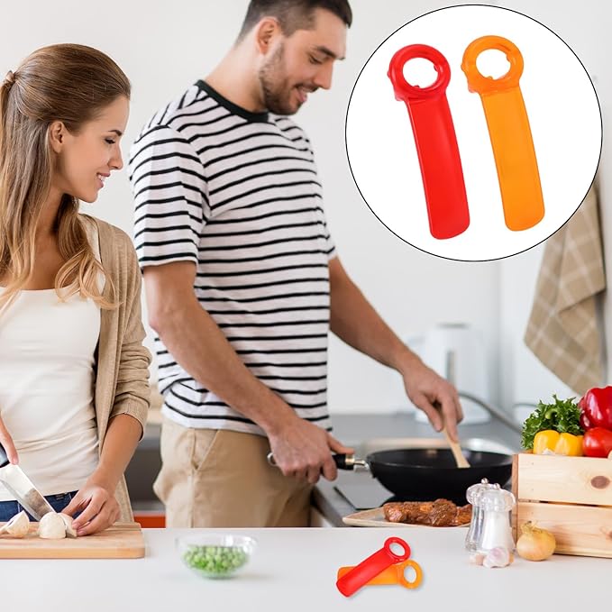 2pcs Jar Keys, Jar Opener Grippers Can Lid Opener Tool for Weak Hands Seniors Elderly (Orange, Red)
