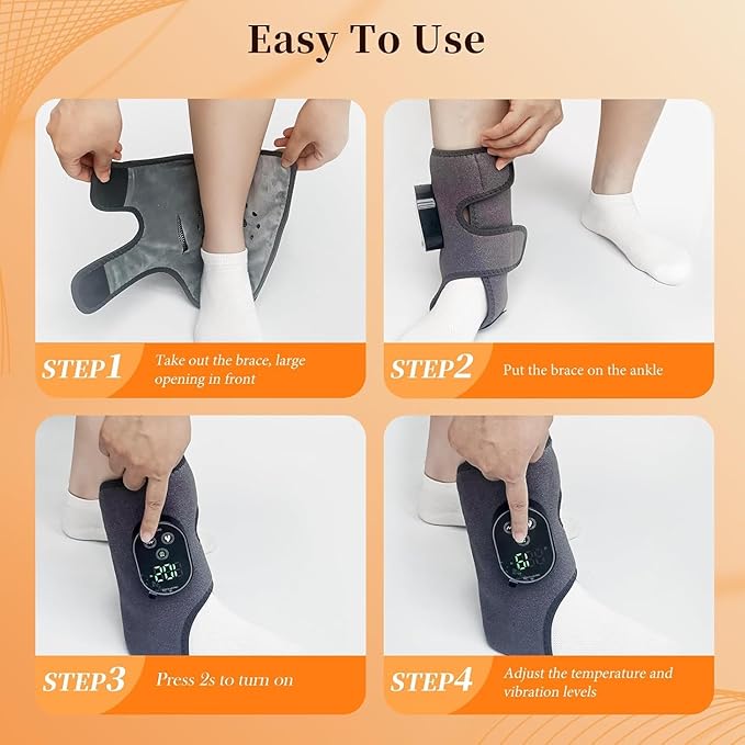 Cordless Foot & Ankle Massager with Heating Pad - 3 Massage & 6 Heat Modes for Pain Relief, Neuropathy, Plantar Fasciitis & Improved Circulation, Rechargeable, Gray