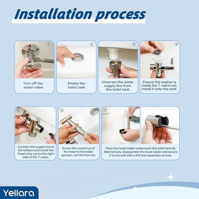 Handheld Bidet Sprayer Kit for Toilet – 2 Sets, Feminine Wash, Toilet Cleaning - Stainless Steel, Adjustable Water Pressure, Easy Installation