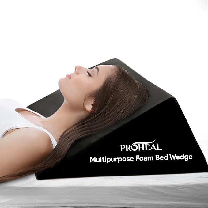 Foam Bed Wedge Pillow, Multipurpose - Perfect for Leg and Back Elevation - Anti Snore, Anti Acid Reflux - Relieves Shoulder Pain - 23" x 23" x 12"