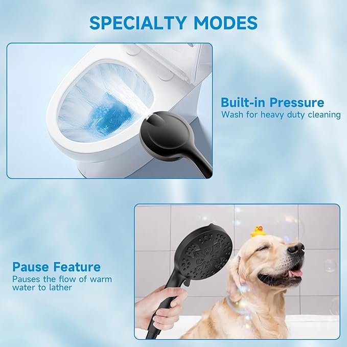 Shower Heads With Handheld Spray Combo,6" High Pressure Rain Shower Head with Filters,5" Handheld Filtered Shower Head,Black Dual Shower Head Set With 69" Stainless Steel Shower Hose