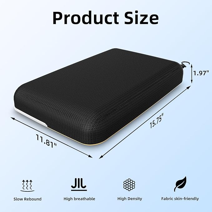 Shower Seat Cushion with Non-Slip Silicone Bottom, Bathtub Cushion for Transfer Benches,Washable 3D Mesh Bathtub Seat Cushion Mat with Hook,Quick Drying Bathtub Chair Pad for Elderly (Black)