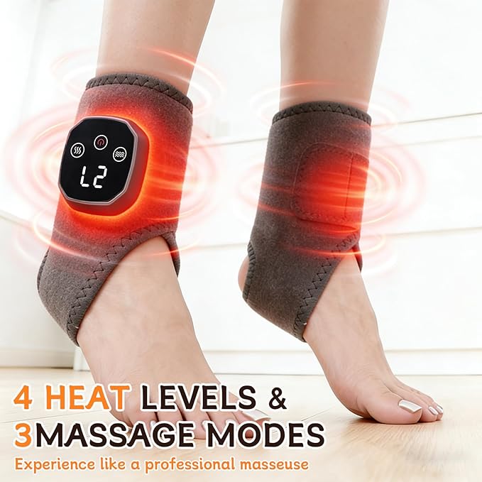 Triple Method Foot Renew 2-in-1 Warming Ankle Massager for Pain Relief – 3 Modes & 5 Heat Levels Foot & Ankle Massager, Portable for Home/Travel