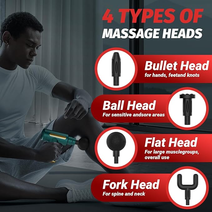 Brantefa Massage Gun, Small Travel Tool, Massage Gun Deep Tissue,Percussion Handheld Portable Muscle Massager Tool for Full Body Pain Relief, Ideal Gifts for Men, Women(Green)
