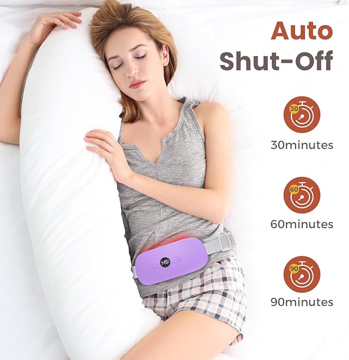 NOWWISH Heating Pad for Period Cramps Pain Relief, Portable Electric Cordless Menstrual Heating Pad Rechargeable with 6 Heat Levels and 6 Massage Modes, Mothers Day Gifts for Mom Daughter Wife, Purple