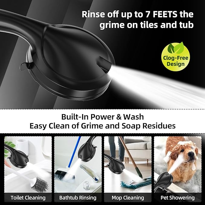 BESAQUO Shower Head,10 Functions High Pressure shower head with handheld, Built-in Pause Mode & Power Wash, Non-Clogging Nozzles High Flow Hand Held Shower Head, Leakproof 6ft Hose&Adjustable Bracket