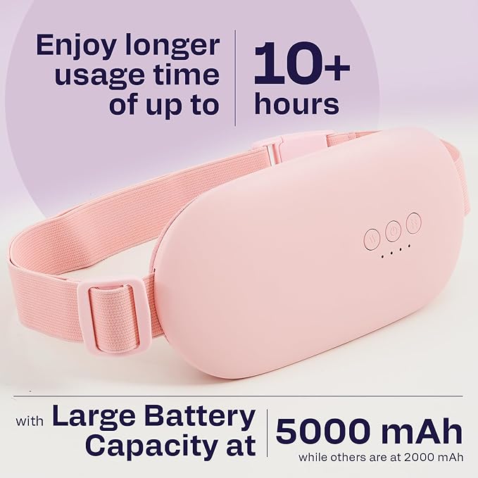 Heating Pad for Cramps | Period Heating Pad for Cramps, Cordless Menstrual Heating Pad with 4 Temperature Levels, 5 Vibration Settings, Portable, Fast Heating, Auto Shut-Off, Large Battery Capacity