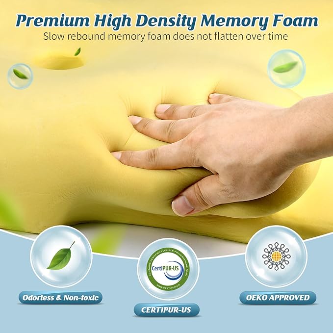 Cervical Neck Pillow - Cooling Pillow for Neck Pain Relief, Ergonomic Side Sleeper Pillow for Sleeping, Contour Memory Foam Pillows for Neck Support, Orthopedic Bed Pillow for Back Sleepers (White)