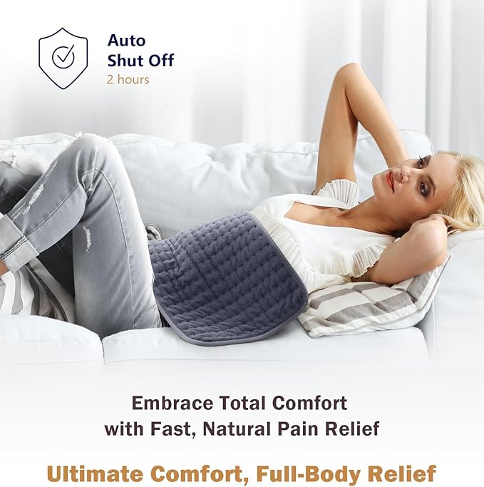 Christmas Gifts Heating Pad for Back, Neck, Shoulder Pain & Cramps Relief, Electric Heating Pad with 6 Heat Settings, Auto-Off, Moist Dry Heat Options, Gifts for Women, Men, Mom, Dad, Wife, Husband