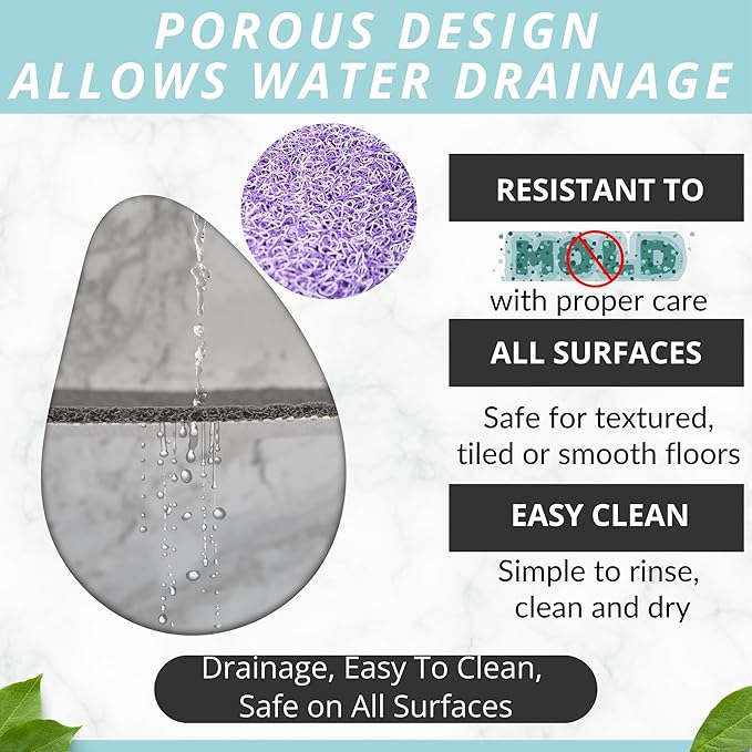 Soft Shower Mat Non Slip - PVC Loofah Inside or Outside Showers, Bathtubs, Bathrooms, and Wet Areas - Safe for Textured Tiled and Smooth Floor - No Suction Cups Secure Anti Slip (Purple Mix 24 x 47)