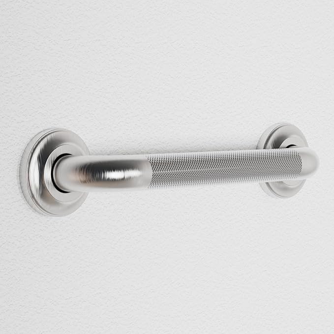 1-1/4" Knurled Grab Bar, ADA Compliant Bath Safety Shower Handrail, Bathroom Mobility Aid Handle for Seniors and Disabled, Heavy Duty 500lbs Support