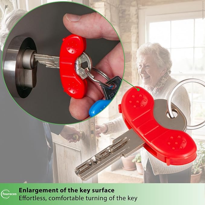 Key Turner Aid with Ergonomic Handle – 4 Pack, Large Easy-Grip Surface, Added Leverage to Turn the Key with Low Hand Strength, Arthritis Daily-Living Support, Disability Assistive Device