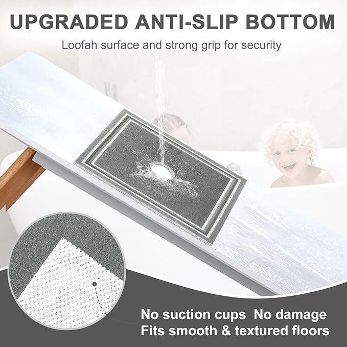 Square Shower Mat Non Slip: 24x24 Inch Extra Large Shower Mats for Inside Shower, Anti Slip Shower Floor Mat, Loofah Shower Stall Mats for Elderly, Non Slip Shower Mat with Drain Hole in Middle