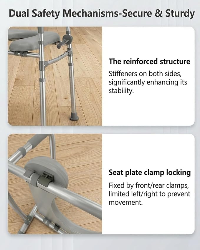 Toilet Riser Seat, Adjustable Height & Width, Aluminum Alloy Frame & Soft Leather Seat, Elderly Toilet Chair with Storage Shelf & Tissue Holder, Anti-Slip Feet, 330lbs Capacity for Seniors