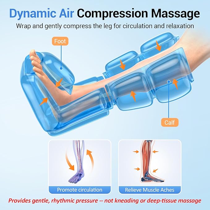 Comfytemp Cordless Air Compression Leg Massager for Circulation and Pain Relief FSA, Portable Foot and Calf Compression Boot for Swelling, HSA Eligible, Ideal for Mom Dad (1 Pack, Fits Calf 13"~19")