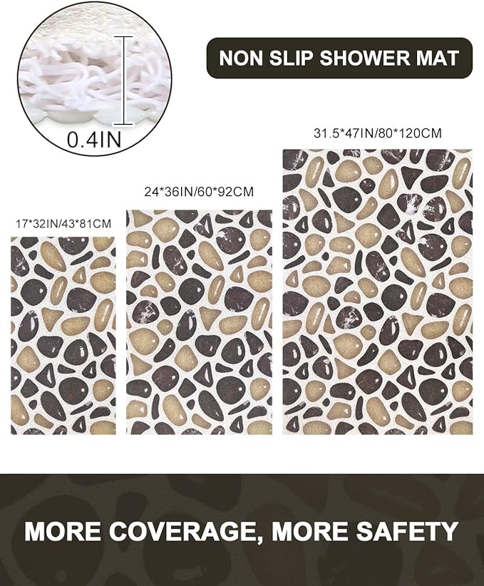 Bathtub Mat Non Slip: Anti Slip Shower Mat, Quick Drying Bath Tub Mats, Soft PVC Loofah Foot Massage Shower Floor Mat, Bath Mat for Shower, Tub, Bathroom, Floor, Kitchen, Pool, Hotel