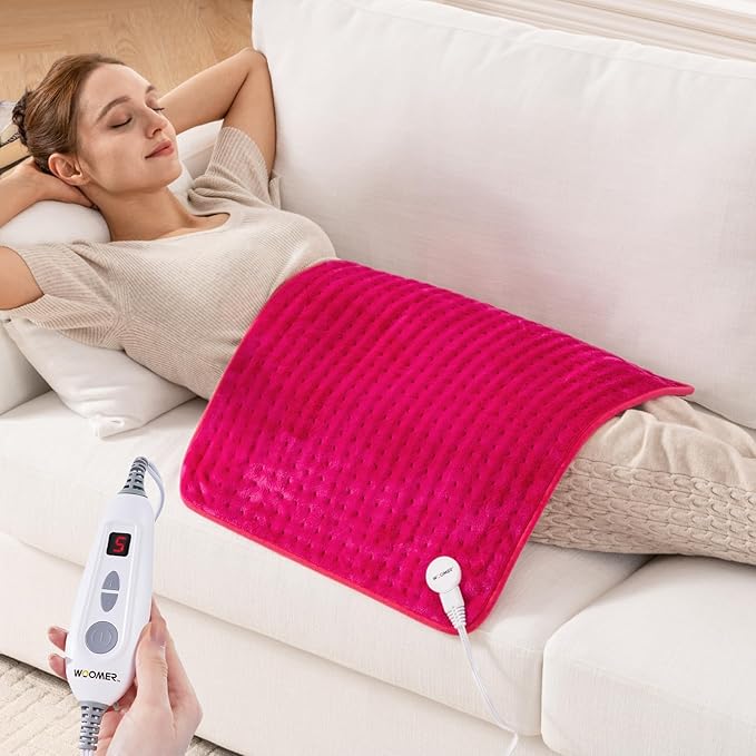 WOOMER Extra Large Heating Pad, 20"x24" XLL Heating Pad, Heat Pad with Multi-Color Option, Moist Heat Therapy Feature, Auto Shut-Off, Power Cords Storage Belt
