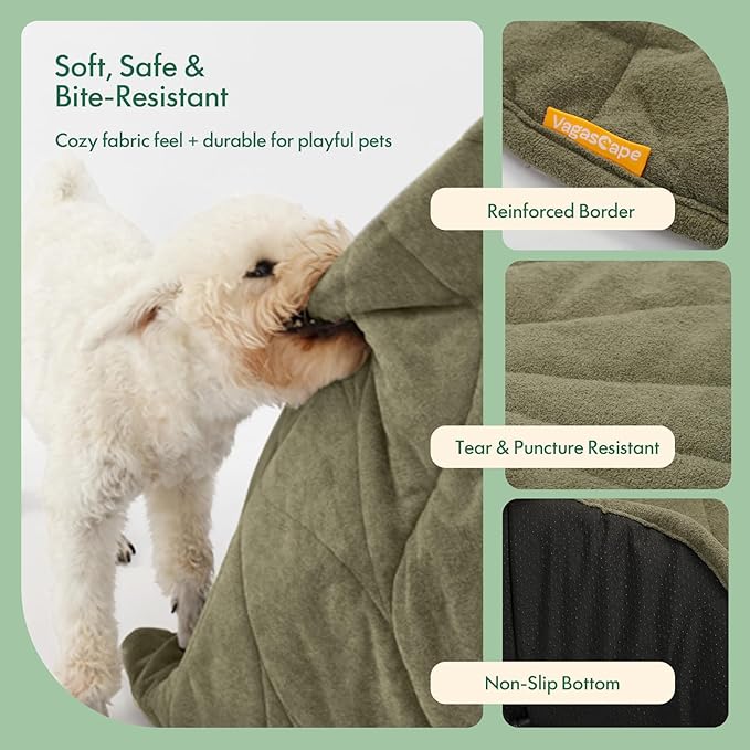 Vagascape Dog Bed, Waterproof Pet Bed with Washable Removable Cover, Comfort Cat Dog Pad for All Seasons, Heating Green Clover Shape Cat Mat with Nonskid Bottom(47"x36")