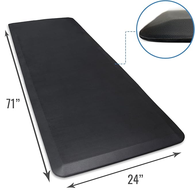 Extra Large Bedside Fall Protection Mat, Safety Mat for Elderly and Disabled, Non-Slip Grip with Anti-Trip Beveled Edges, 70"x 24"x .5”, Black