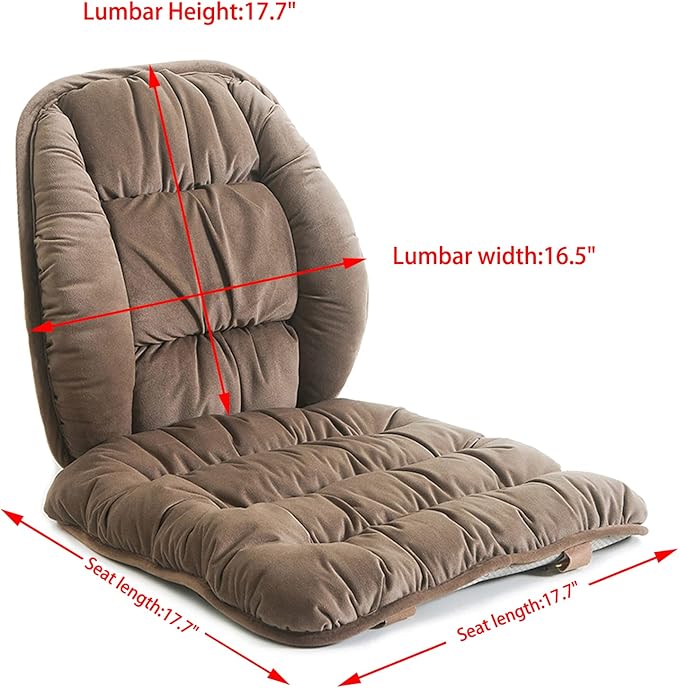 ALIBO Soft and Warm Bottom Chair Cushion Back Lumbar Support Set Non-Slip Velvet Coccyx Sitting Pads Adjustable Low Back Pain Relief Pillow for Adults
