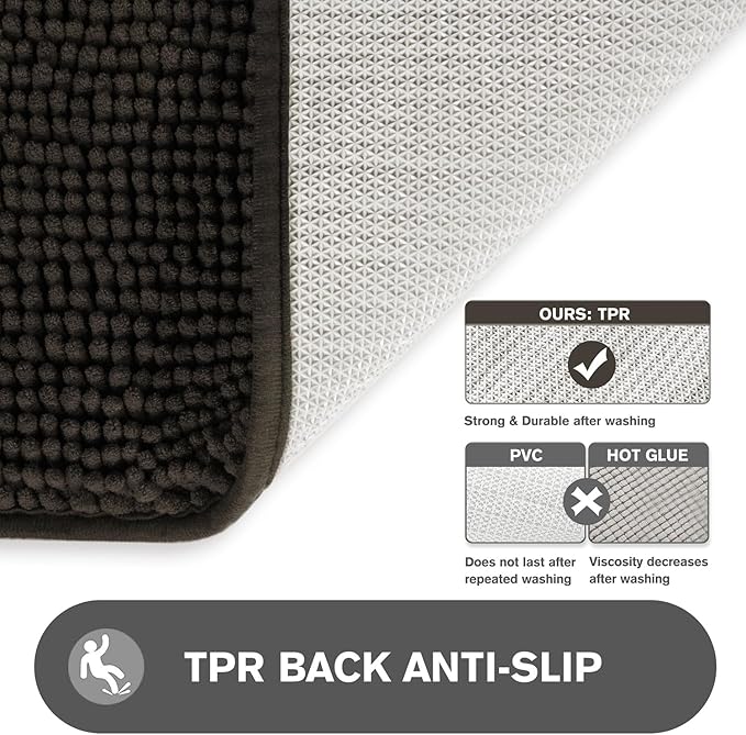Bathroom Runner Rug 24 x 60 Inch – Extra Large Long Bath Mat | Absorbent and Washable Thick Chenille Bath Rug Non-Slip Runner Rug for Bathroom, Shower, Sink(Chocolate Brown)