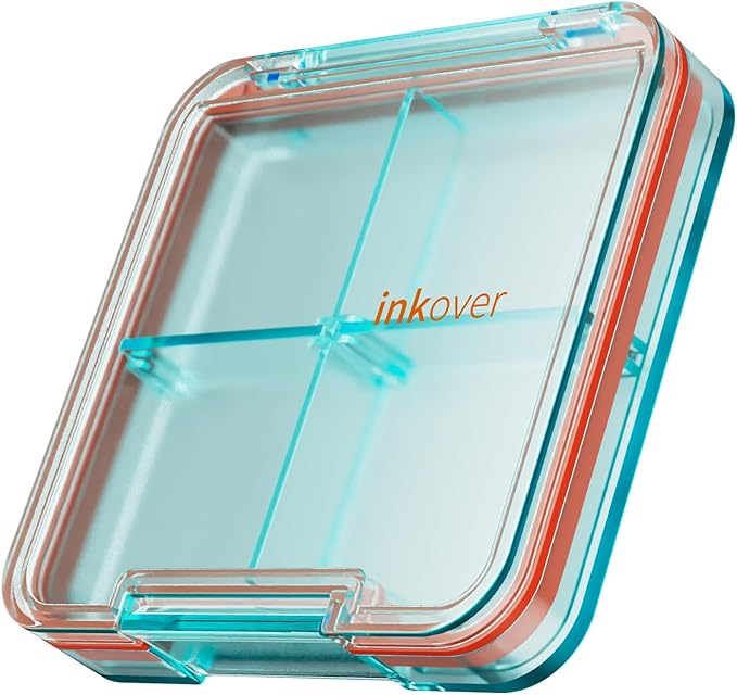 Small Pill Box, Travel Pill Organizer, Small Pill Case, Pill Container for Purse 4 Compartments, Daily Compact Travel Medicine Holder for Vitamins Medication (Blue)