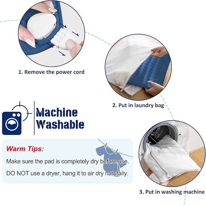 40"X20" Electric Heating pad with 6 Heat Settings, Auto Shut Off, Dark Blue Dry Electric Heating for Back Neck Knee Arms Legs Shoulder Heat Pads for Christmas Birthday Father's Day Mother's Day