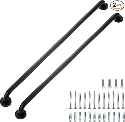 Grab Bars for Shower, 2 Pack 36-Inch Anti Slip Shower Handles for Elderly, Safety Shower Grab Bar, Stainless Steel Handicap Grab Bars for Bathroom (Black 1" Diameter)