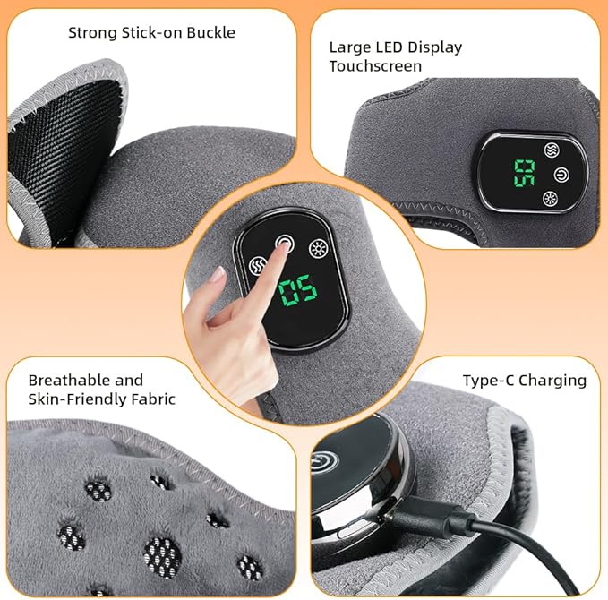 IFTHFOUR 2Pcs Foot and Ankle Massager with Heat, Portable Heated Wrap, 3 Vibration Modes and 5 Heat Settings, USB Charging, Ideal for Home and Travel