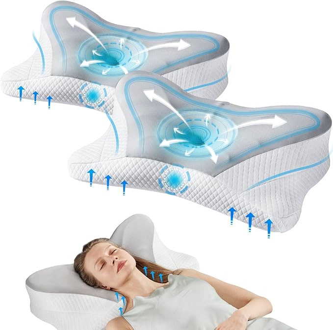 OLIXIS Cervical Neck Pillow for Pain Relief, Ergonomic Memory Foam Pillows for Sleeping, Cooling Side Sleeper Pillow for Neck Support, Contour Pillow Orthopedic Bed Pillow for Back Stomach Sleepers