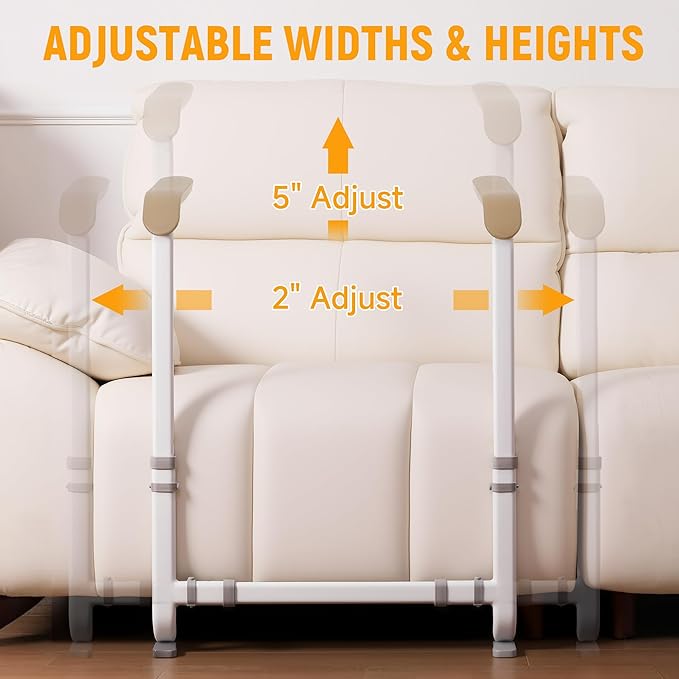 Couch Stand Assist with Handrails, Width and Height Adjustable Stand Assist Aid for Elderly, Up to 400 LBS, Sofa and Chair Lift Assist Devices for Seniors, Disabled and Patients, Brown