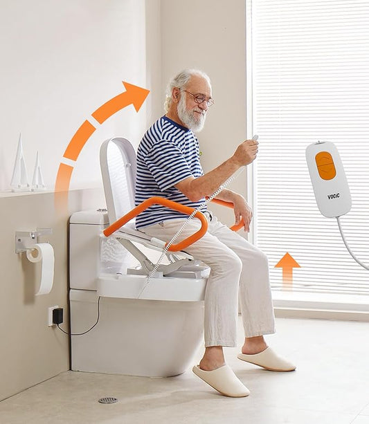 VOCIC Electric Toilet Seat Lift, Electric Raised Toilet Seat, Powered Toilet Seat Riser with Handles, Toilet Lift Seat for Elderly, Support to 330LBS, AX12