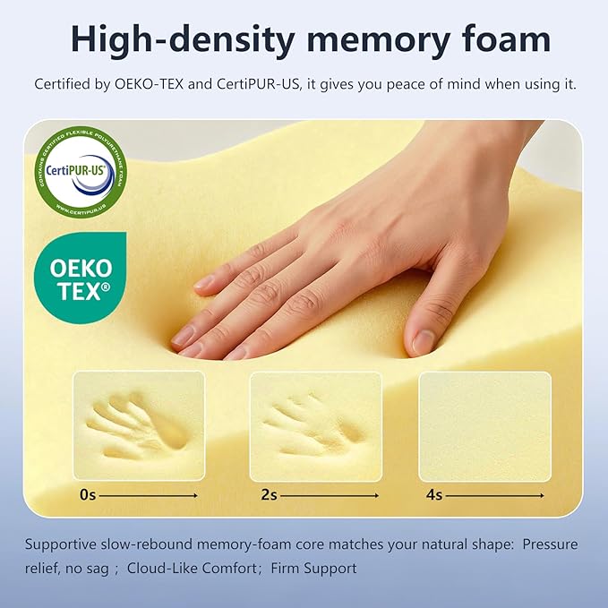 Cervical Neck Pillow for Neck Pain Relief - Cooling Ergonomic Support Memory Foam Pillow for Side Back Stomach Sleepers - Ergonomic Bed Pillow for Shoulder Pain Dual Heights CertiPUR-US