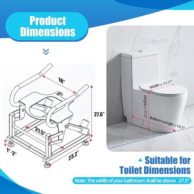 Lift Toilet Seat for Elderly with Padded Arms, Dual Motors Electric Sit to Stand Lift for Elderly and Disabled, Toilet Seat Lift Supports Up to 440lbs