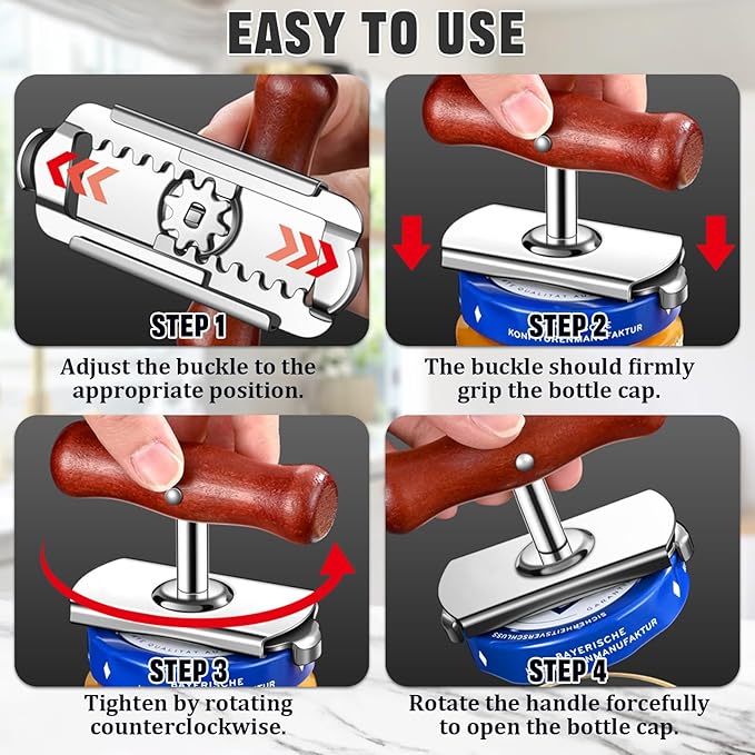 2 Pack Jar Opener -Cap Crack Jar Opener for Seniors and Weak Hands,Multifunctional Adjustable Jar Opener,Heavy Duty Stainless Steel,Easy Twist to Open Stubborn Jar and Bottle Lids