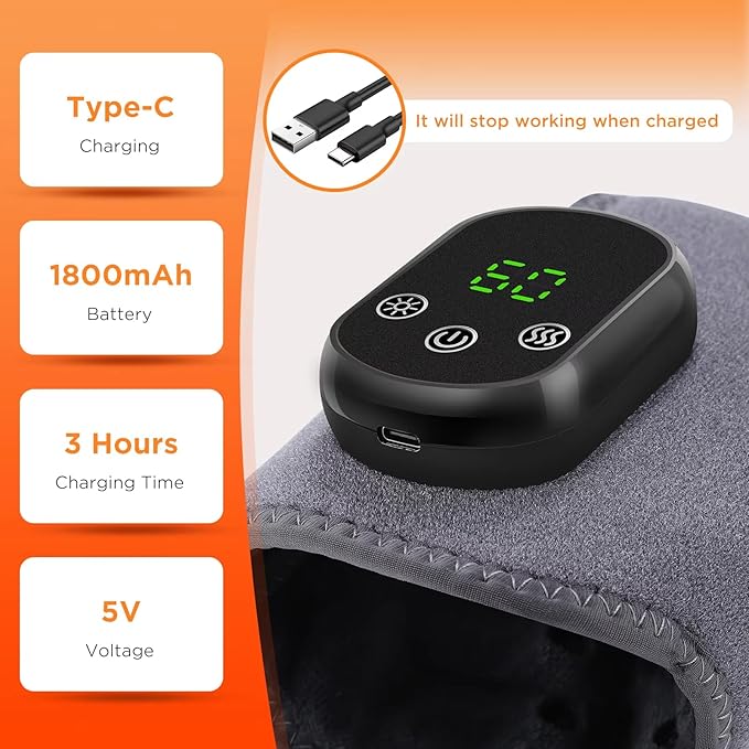 3 in 1 Foot Massager for Neuropathy, Ankle Massager for Pain Relief, Cordless Ankle Massage Machine with 5 Heat and 3 Vibration Modes for Achilles Tendinitis and Plantar Fasciitis (Black-2pcs)