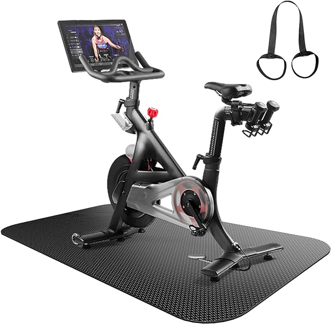 Treadmill Mat,Bike Mat,Stationary Bike Mat,Foldable Treadmill Mat for Hardwood Floors and Carpet.for Exercise Bike,Exercise Equipment Indoor Cycles,Rowing Elliptical (32" X 84.2")