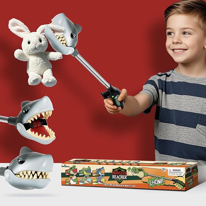 DINOBROS Shark Toy Pincher Grabber Sea Animal Toys Chomper Claw Monster Reacher Great White Shark Toys