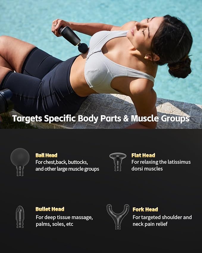2-in-1 Detachable Percussion Massage Gun with Extension Handle, Back Massager for Pain Relief Deep Tissue Muscle Massager for Arm Shoulder Lower Back Thigh Waist, Gifts for Women Men, FSA-HSA Eligible