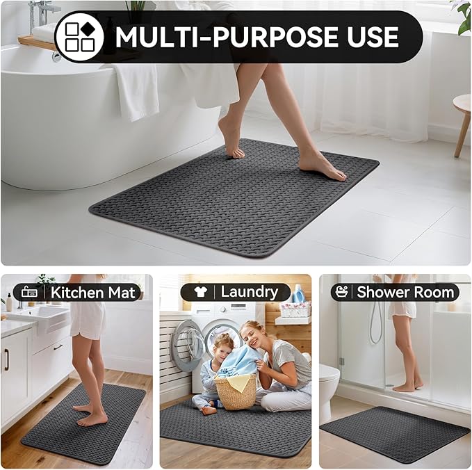 YDKGL Bathroom Rugs Non Slip, Super Absorbent Quick Dry Bath Mats for Bathroom, Foam Weave Texture Thin Bath Rugs Washable with Rubber Backing Fit Under Door Outside Shower,16" x 24“