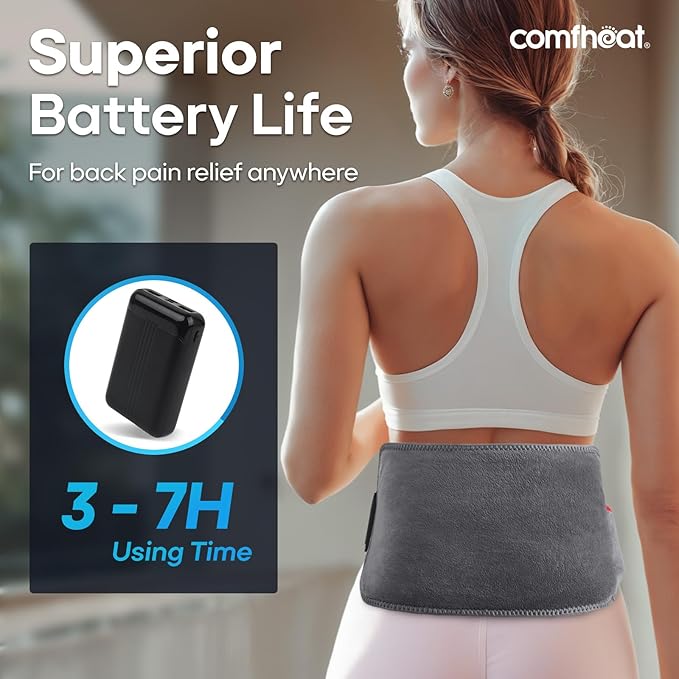 Portable Heating Pad for Back, 10000mAh Battery Powered Heat Wraps for Back Pain Sciatica Relief, Cordless Rechargeable Lower Back Heat Pad, Up to 60" Waist Size for Women Men Mom Dad