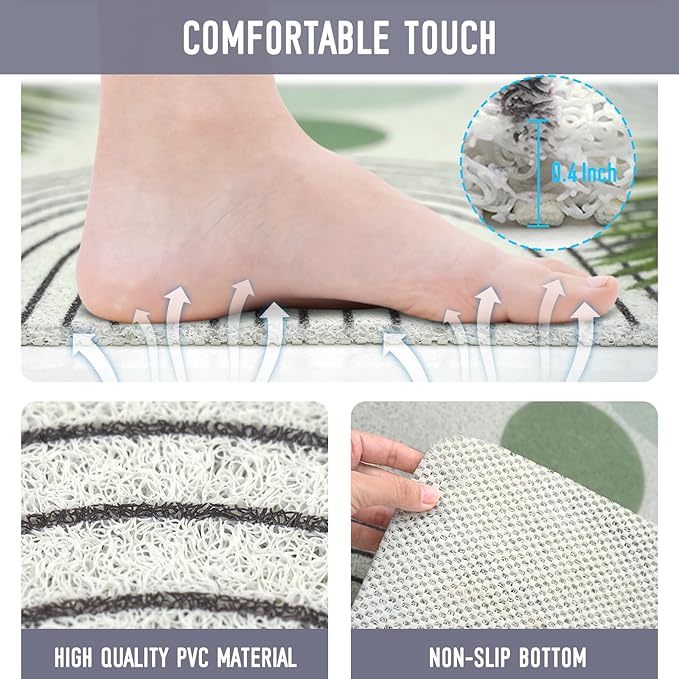 Square Shower Mat, 24 x 24 Inch Non Slip Bohemia Shower Stall Mat, Quick-Dry PVC Loofah Bath Mat for Shower Tub Bathroom