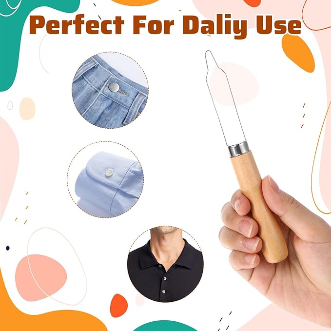 4 Pack Button Assist Device Helper Tool, Easy One Handed Button Hook One Handed with Easy-Grip Wooden for Clothing Shirts Wedding Dresses Pant Elderly Seniors Limited Dexterity