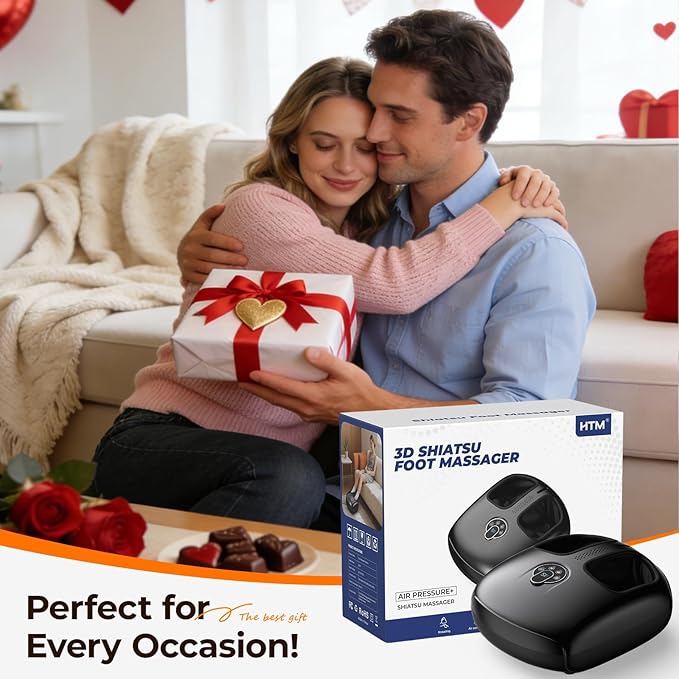 Foot Massager with Heat, Shiatsu Deep Kneading Electric Foot Massager with Remote, 4 Modes & Vibration & Compression & Roller for Feet Relief, Fits Men's Size 13, Gift for Women Men Mother's Day