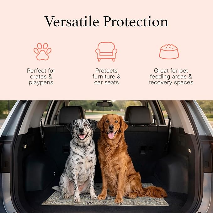 Lovewag Pets Washable Dog Pee Pads, 28" x 41" Inch, Waterproof, Non-Slip, Super Absorbent, Reusable Machine-Washable, 2-Pack (Sage Forest)