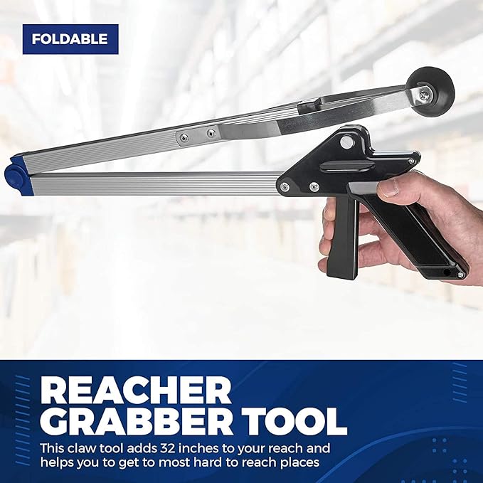 Reacher Grabber Tool - Gripping Device - Lightweight Durable Folding Claw Extends Arm Reach to 32 Inches Ideal Indoor and Outdoor Reaching Mobility Aid and Trash Grabber Picker Upper Tool (Case of 20)