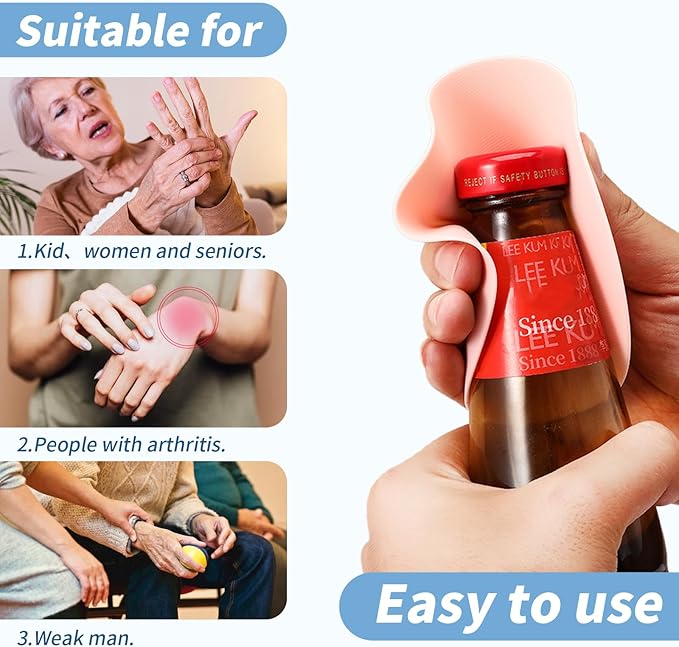 4PCS Jar Gripper Pads - Rubber Husband Jar Opener, Kitchen Grips for Elderly Senior with Arthritis, 4 Colors
