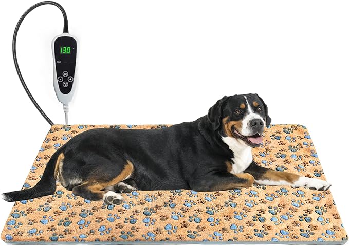 GOLOPET Extra Large Dog Heating Pad 47×30 in Waterproof PVC Large Heating Pad for Dogs，Smart Thermostat Heated Dog House，Reinforced Interface + Wire Rope Whelping Box for Dogs