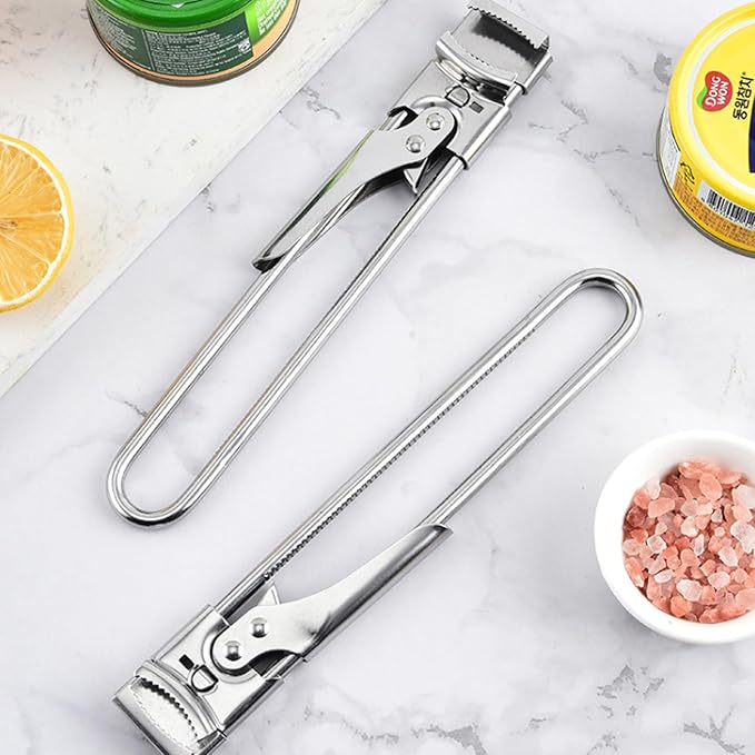 2 Pack Adjustable Stainless Steel Jar Opener for Seniors & Weak Hands, Bottle Lid Opener Tool with Non-Slip Grip, Easy Manual Canning Jar Cap Cracker Openers for Jars, Tops, Cans. (2)